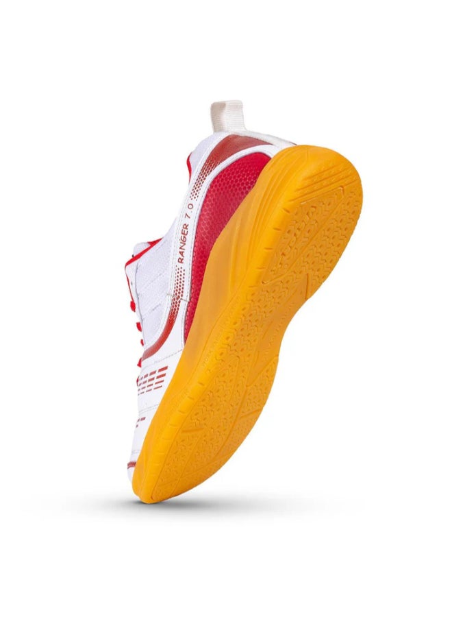 Vector X Ranger 7.0 Power Cushion Synthetic Mesh Badminton Shoes For Men (White/Red) - UK 7 - Image 3